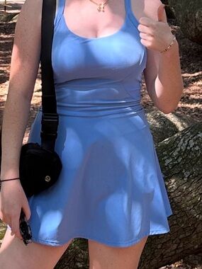 Blue Scoop Neck Athletic Dress - Women
